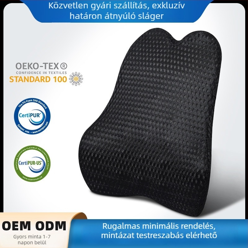 Autó- és irodai székhez való hátgerinc-támogató párna, memóriahabos töltet, poliészter huzat, egyszínű minta, modern minimalista stílus, testreszabható kivitelezés