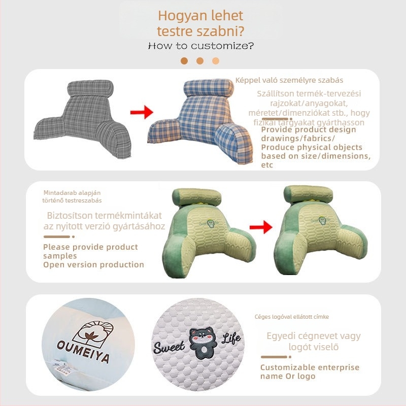 Személyre szabható deréktámasz párna irodai székhez és kanapéhoz, plüss huzat, PP pamut töltés