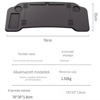 Tesla Model 3/Y Elülső összecsukható étkezőasztal és laptop asztal, Snap-In szerelés, LDZ