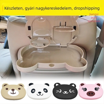 Hátsó üléshez tartozó összecsukható étkezőasztal pohártartóval, ABS műanyagból, többfunkciós hátsó háttámla asztal