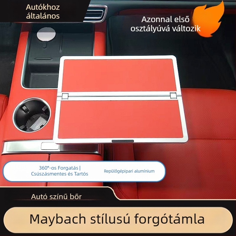 Autóasztal – fémből, forgatható, összecsukható, többfunkciós, rögzítés kattintással, univerzális illeszkedés