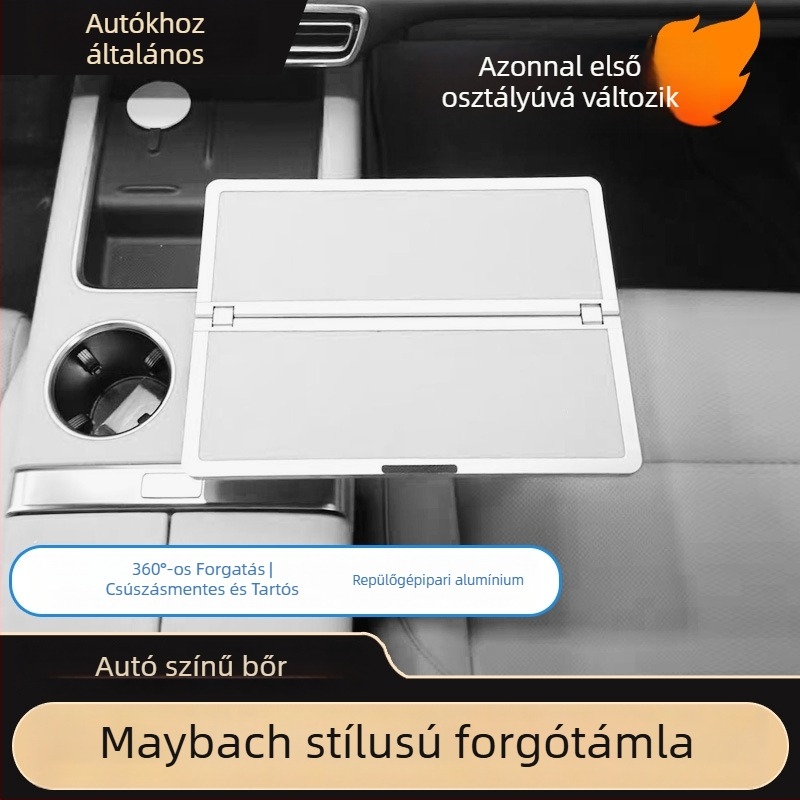 Autóasztal – fémből, forgatható, összecsukható, többfunkciós, rögzítés kattintással, univerzális illeszkedés