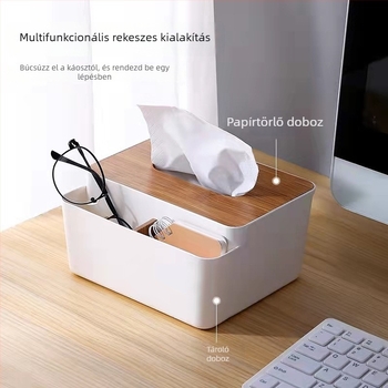Törlőszalvétás doboz - Multifunkcionális, vízálló, műanyag; távirányító-tároló; autó és nappali használatra