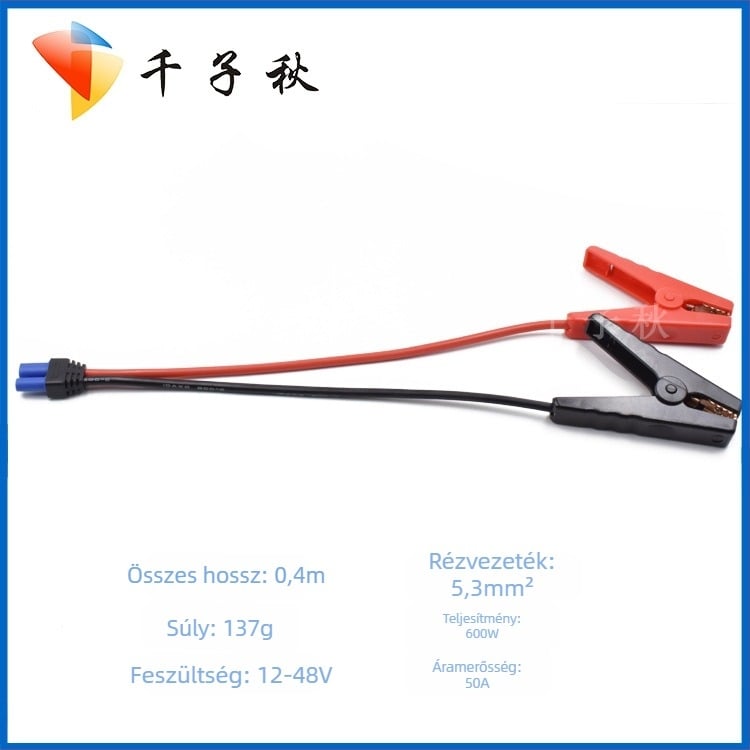 EC5 vészindító tápkábel csipeszekkel autókhoz és terepjárókhoz, PVC burkolat, CE tanúsítvány, 1050 szálú rendkívül puha vezeték