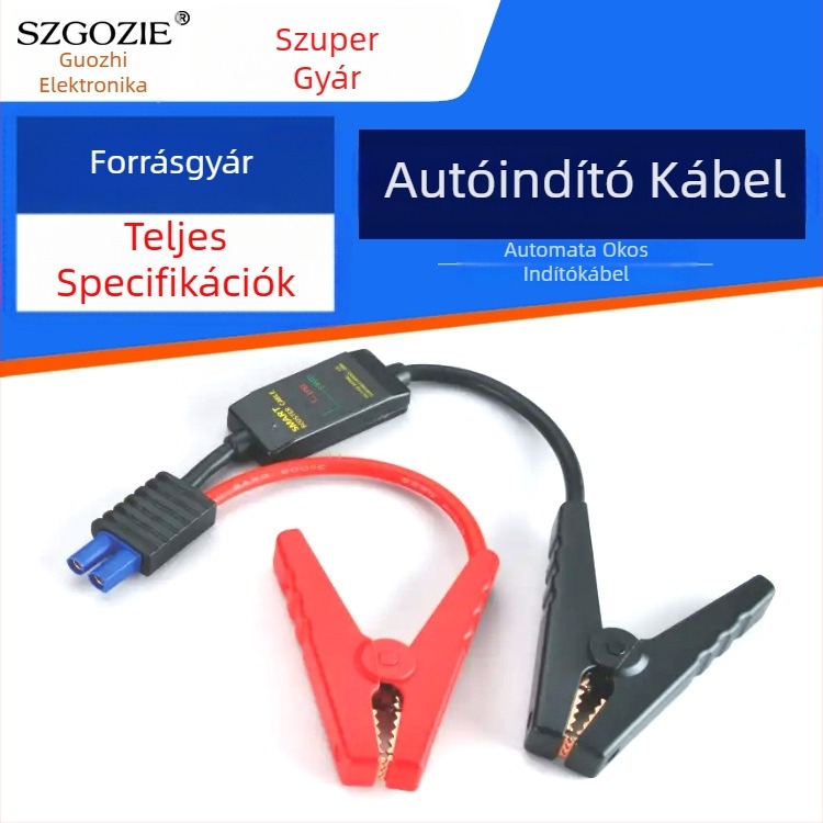 Gépjármű indítási áramellátó kábel vastított automata krokodilcsipeszekkel (Szgozie; Burkolat anyaga: Egyéb; Alkalmazási terület: Autóindítási tápellátás; Belső elektromos berendezések)