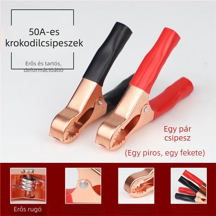 Autóakkuhoz csatlakozó kábel cigarettagyújtó aljzathoz, réz női csatlakozó, 2,5 mm² keresztmetszet, 50 A