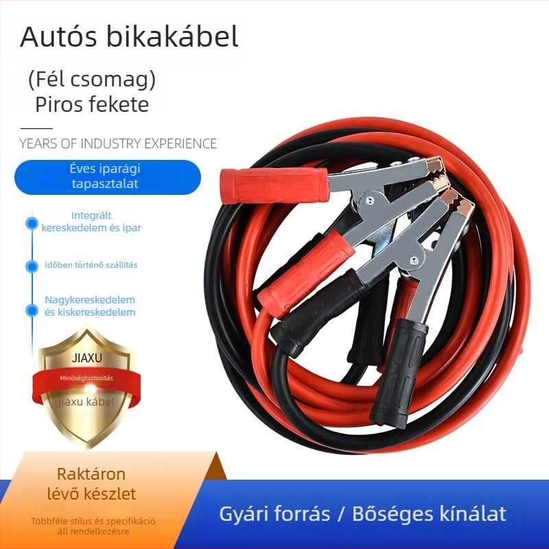 Autó akkumulátor indítókábelek krokodilcsipeszekkel