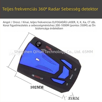 Autóba szerelt lézer radar és sebességmérő detektor V7 biztonsági figyelmeztetéssel, ABS/PC ház