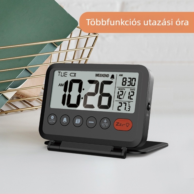 Új multifunkcionális, hordozható összecsukható utazó ébresztőóra kreatív fedéllel, gyerekeknek és diákok hálószobájába