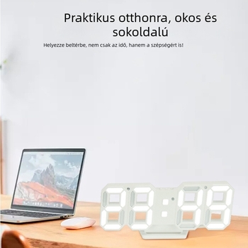 3D LED digitális falióra, világító, kreatív dizájn a nappaliba és a hálószobába