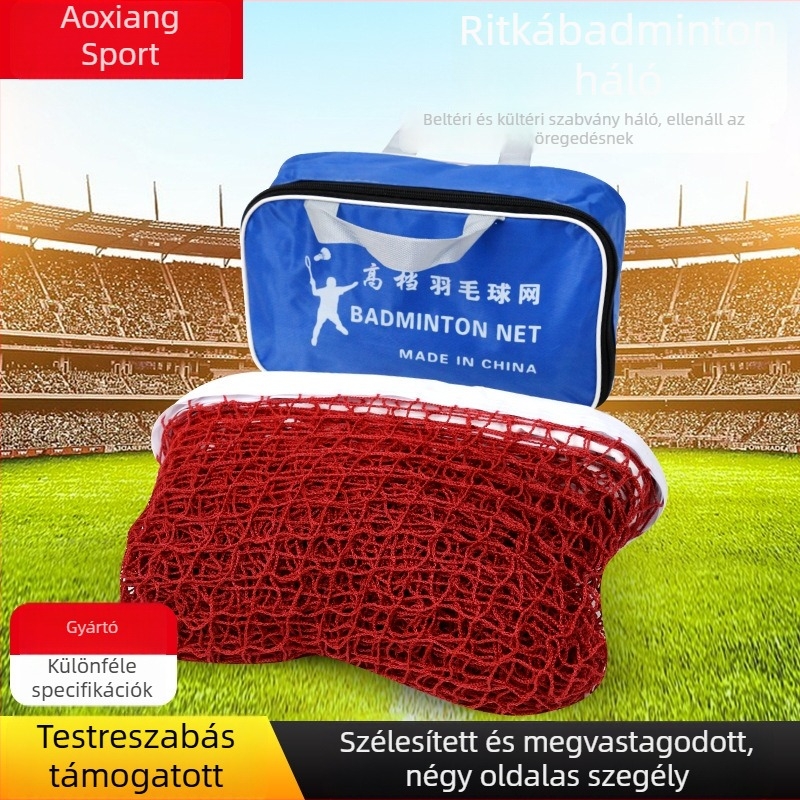 Pórázható tollaslabda háló beltéri és kültéri használatra – standard verseny edzés; szem méretei: 1.8×1.8 cm, 2.0×2.0 cm, 2.5×2.5 cm; kötőanyag: PE/nylon; Xu Rui
