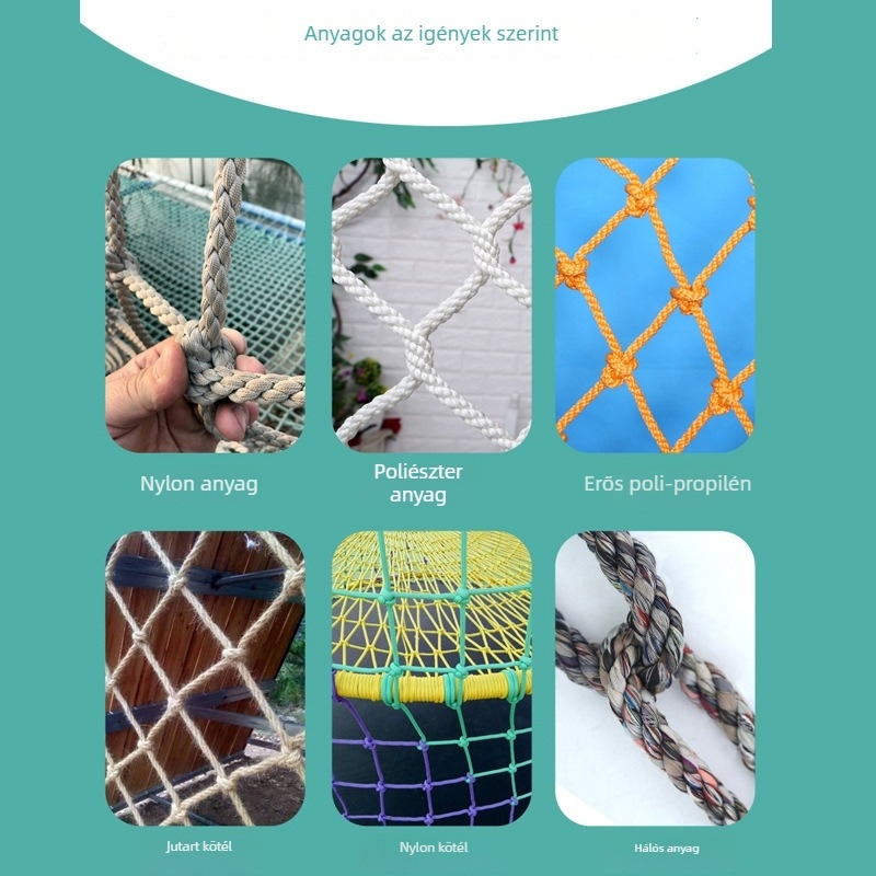 Chuangbo nylon mászóháló kültéri használatra – védőháló gyerekek számára, modell: mászóháló, erkély dekorációhoz és lépcsővédelmi célokra.