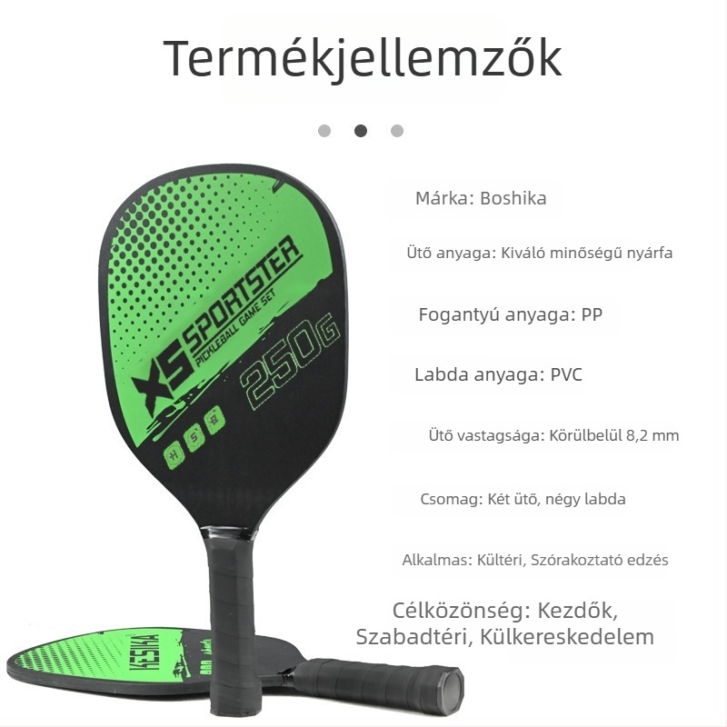 Nyárfából készült pickleball ütő készlet labdával, strandra és kültéri edzéshez