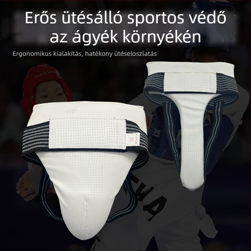 Bőr ágyékvédő harcművészetekhez — univerzális, lélegző, alkalmas Taekwondo és Sanda számára, kombinált sportvédő