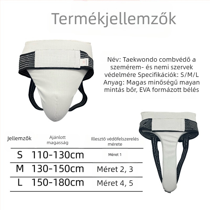 Bőr ágyékvédő harcművészetekhez — univerzális, lélegző, alkalmas Taekwondo és Sanda számára, kombinált sportvédő