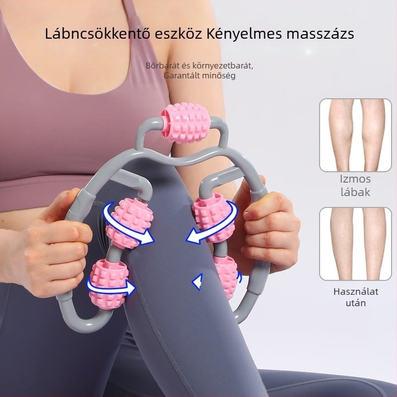 Ötkerekes lábmasszírozó, kézben tartható, gyűrű alakú habhenger a izomlazításhoz és a lábak karcsúsításához, fitnesz és jóga