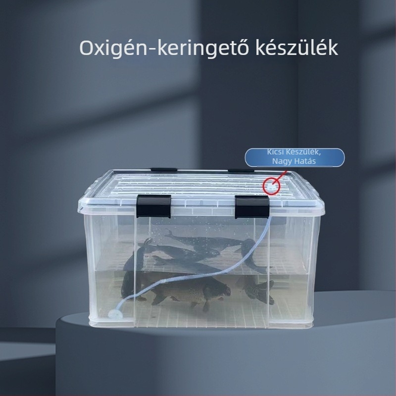 Átlátszó halas dobozhoz készült oxigén- és kipufogó készülék — hordozható DIY zárt szállítási készlet horgászathoz