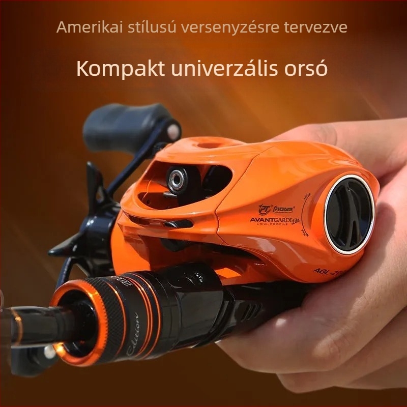 Amerikai stílusú spining orsó hosszú távú dobásokhoz csalikhoz, konstrukció szénszálas és fém, bal- és jobbkezes markolat, fekete