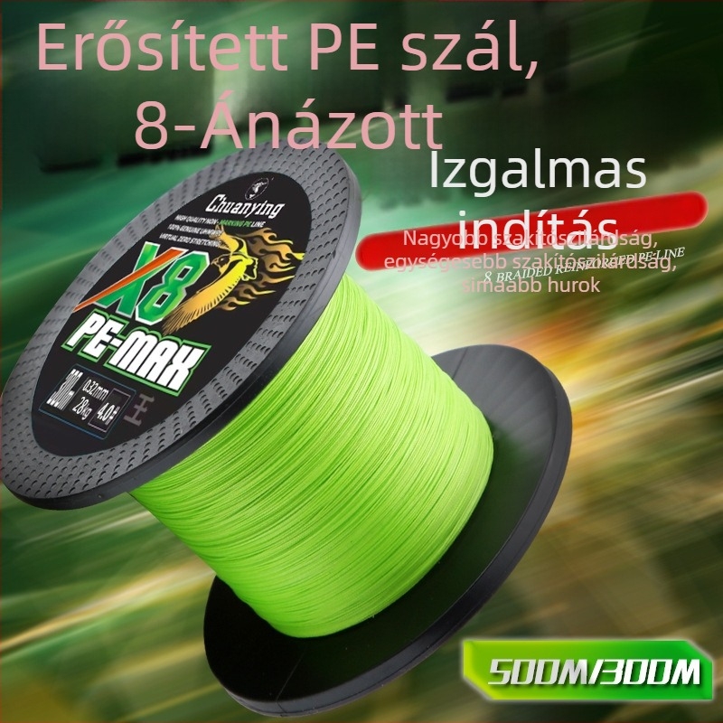 Boat Eagle 8-szálas megerősített PE fő zsinór csalihorgászathoz, sima felületű, kopásálló, hosszú dobásokhoz