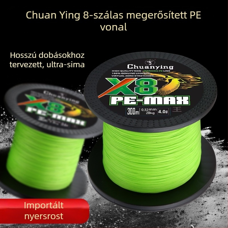 Boat Eagle 8-szálas megerősített PE fő zsinór csalihorgászathoz, sima felületű, kopásálló, hosszú dobásokhoz