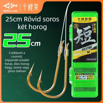Thousand Carp 25 cm rövid alsó zsinór készre kötött kettős horoggal és arany és piros hüvelyekkel