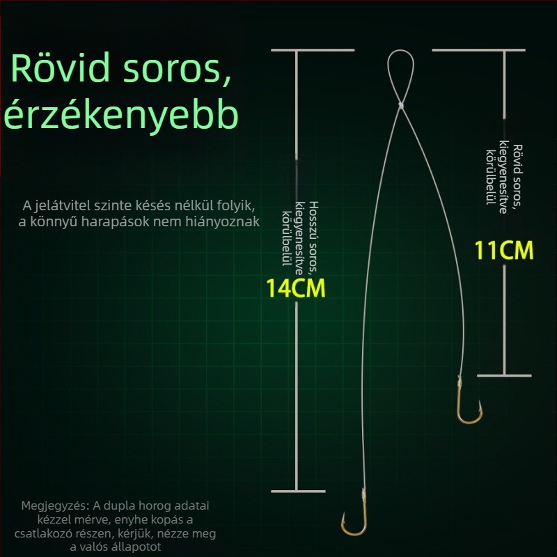 Thousand Carp 25 cm rövid alsó zsinór készre kötött kettős horoggal és arany és piros hüvelyekkel