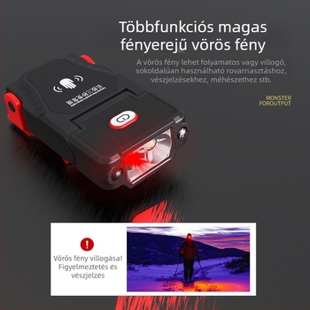 Ruigu fejre helyezhető LED lámpa horgászathoz – ABS tok, 1200 mAh akkumulátor, 3.7V, újratölthető, max. 50 m hatótávolság