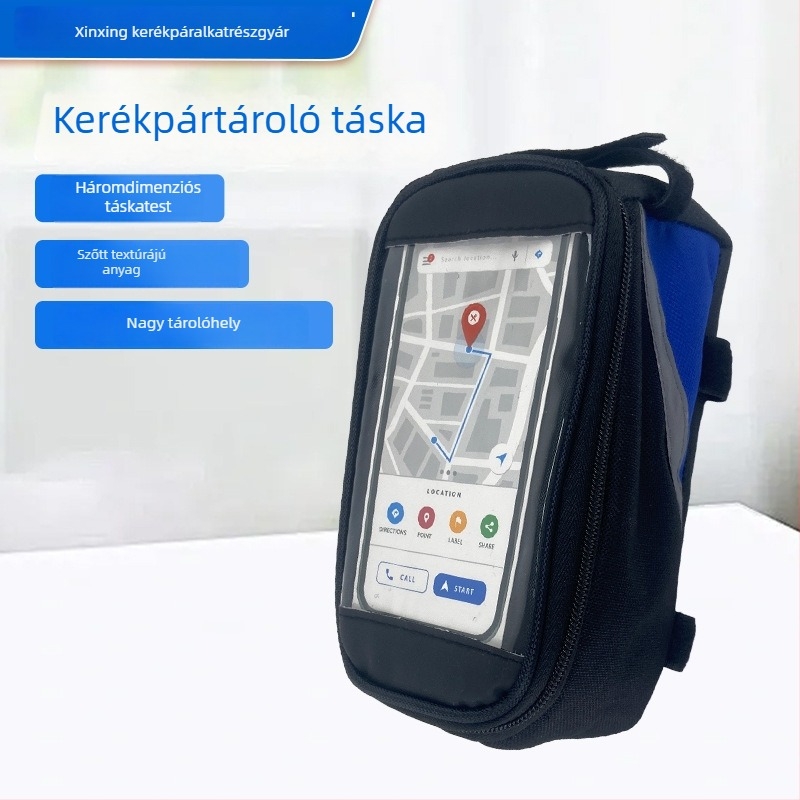 Hegyi kerékpár elülső vázcsövére szerelhető táska, kemény telefon-ház, gyorskioldó, 1.3L