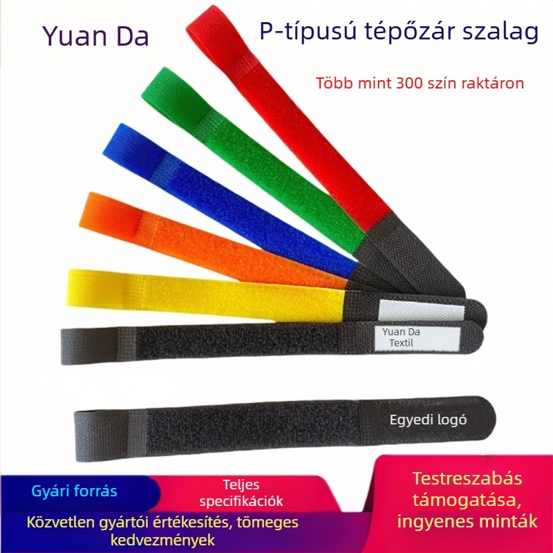 P-típusú Velcro kábelkötő adatokhoz – kábelrendező pánt csúszásmentes rögzítéssel