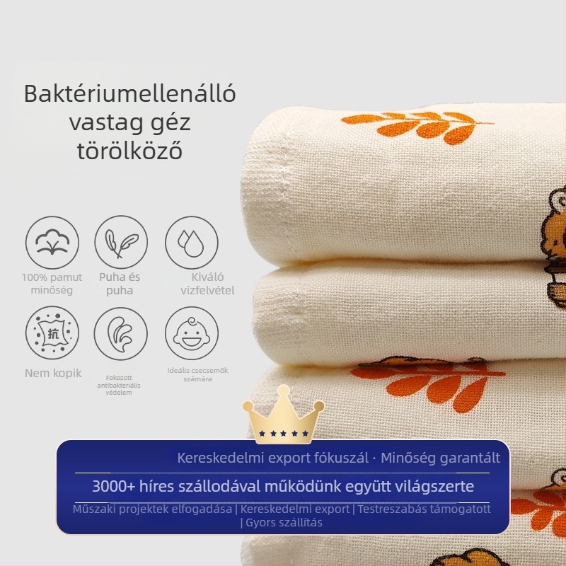 Baba géz törölköző, 32 szál, nyomtatási folyamat, 80–100 g, testre szabható