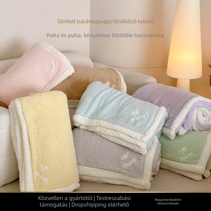 Poliészter pléd geometriai mintával, korall plüss, télre, 300–500 g