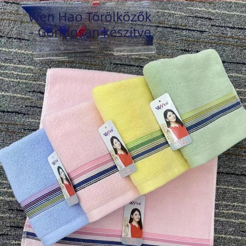 Wenhao 0182 100% pamut arc törölköző, puha és szálhullásmentes, felnőtteknek, sík szövés, 32s fonal, súly 100–120 g