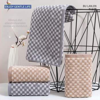 Arc törölköző, vastag retro kockás mintázatú, 100% pamut, Jacquard szövés, 100–120 g, 32S szál, puha és nagyon nedvszívó