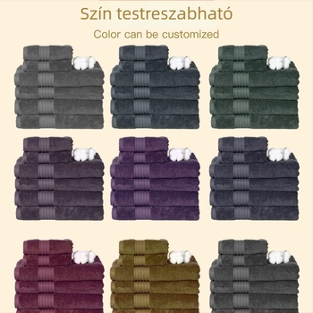 Mengfeisi pamutból készült fürdő- és arc törölközők garnitúra | 16 db | 200 g/m² | Logó testreszabás