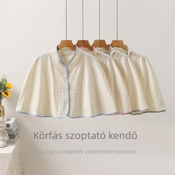 Anyasági sál-köpeny, kapé-stílus, vékony szélálló anyag, 3/4 ujjú, polo gallér, posztpartum ápolás