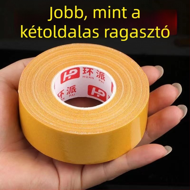 Szövetalapú kétoldalas ragasztószalag, átlátszó, tépőhálóval, nyom nélkül.