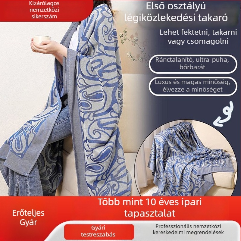 Kou qi korall fleece takaró utazáshoz, autóhoz és irodába — virágos mintázat, 470 g poliészter, tavasz és ősz
