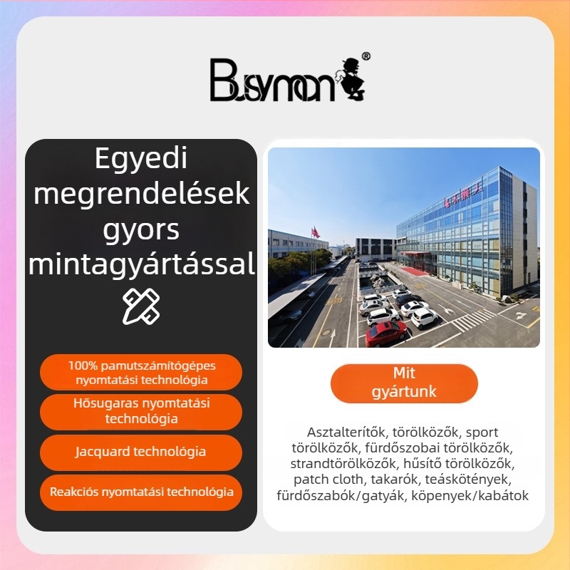 Pamut négyszögletes törülköző, kifésült fonal, 400GSM, nyomtatható logó, digitális nyomtatás