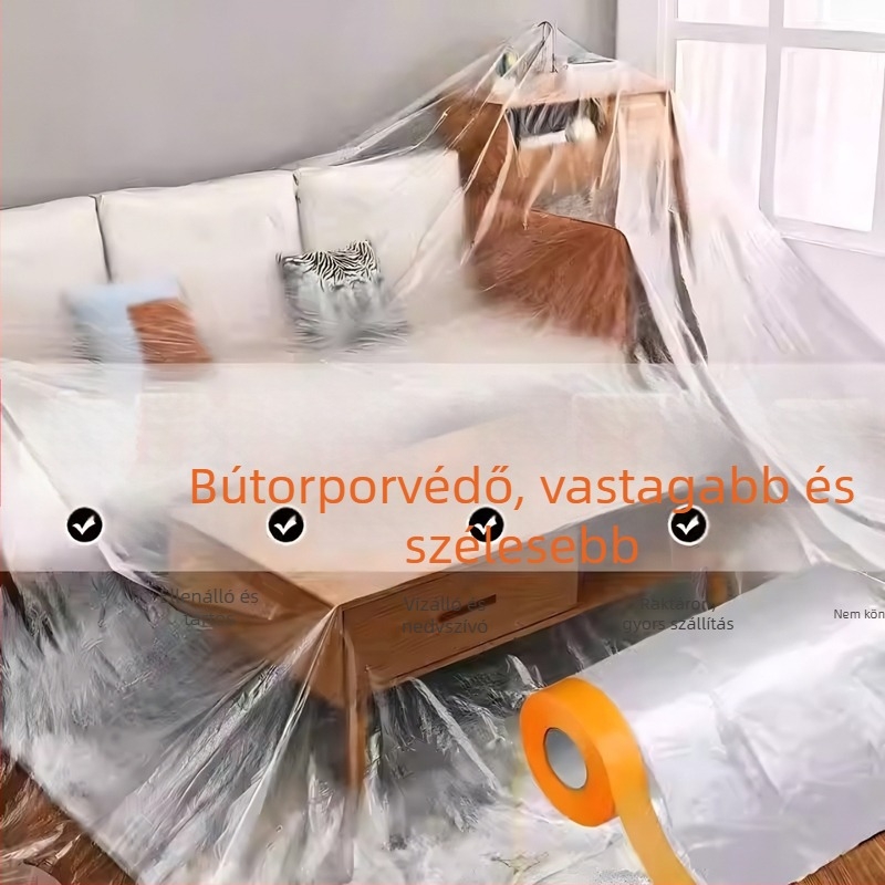 Téglalap alakú PE porvédő fólia háztartási használatra – testreszabható porvédő fólia bútorokhoz, logónyomás lehetséges