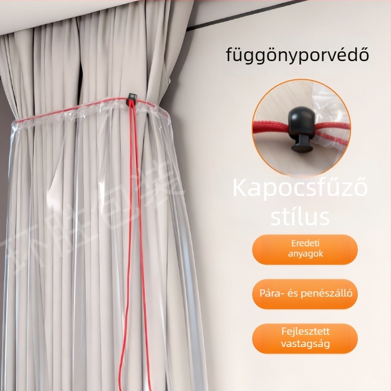 Otthoni dekorációs védőhüvely ablakhálóhoz, macskakarcolás elleni védelem, vastagított műanyag csomagolás, függönyhúzó zsínóros porvédő (Anyag: Műanyag; Alkalmazási terület: Egyéb; Alkalmazási terület: Egyéb; Jellemzők: Ablakszűrő védelem)