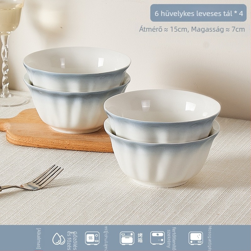 Porcelán étkészlet alá-glazúros virágos mintával, kerek forma, mikrohullámú sütőben használható