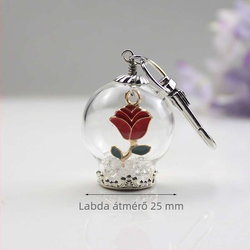 Kulcstartó medál Mikulás- és hóember-motívummal és karácsonyfával, üveg és lazurit anyagú, édes stílusú, ajándékhoz kész