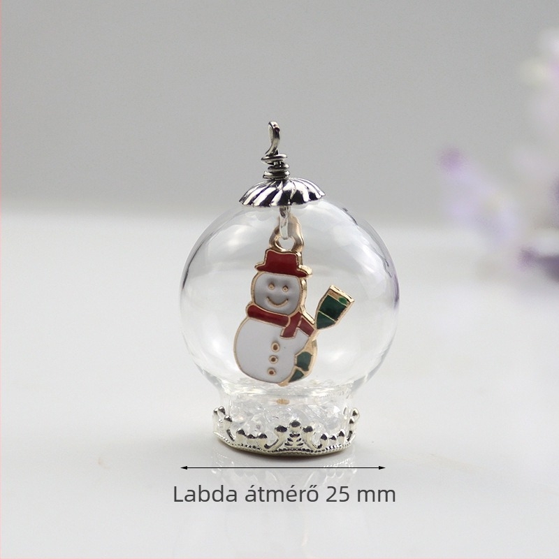 Kulcstartó medál Mikulás- és hóember-motívummal és karácsonyfával, üveg és lazurit anyagú, édes stílusú, ajándékhoz kész