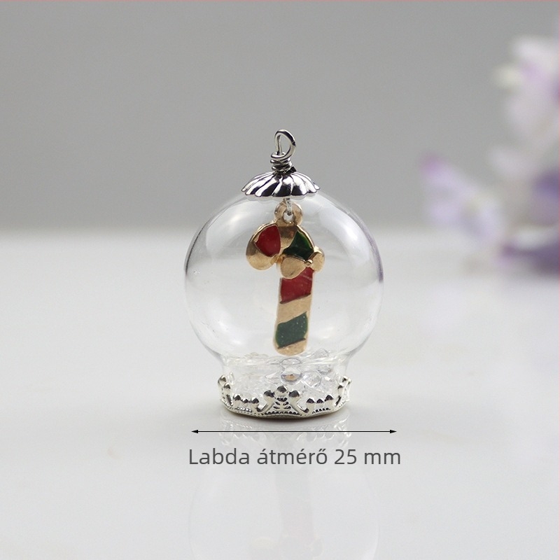 Kulcstartó medál Mikulás- és hóember-motívummal és karácsonyfával, üveg és lazurit anyagú, édes stílusú, ajándékhoz kész