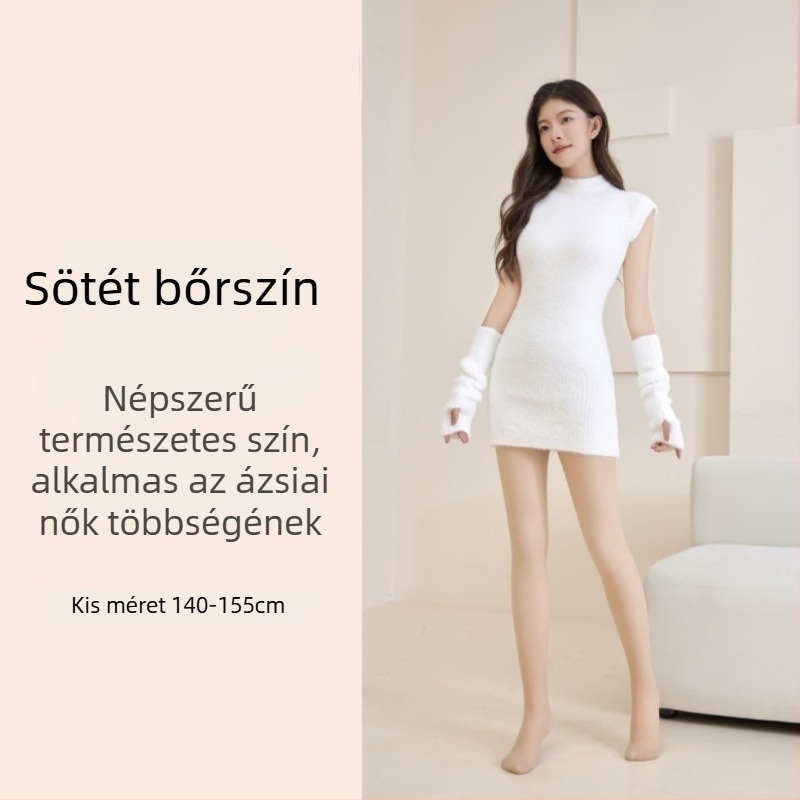 All-in-One harisnya velúr anyagból fleece-béléssel, nylon/polyester/spandex keverék, közepes vastagságú, karcsú szabás, őszi-téli