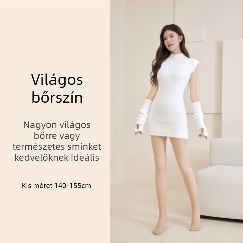 All-in-One harisnya velúr anyagból fleece-béléssel, nylon/polyester/spandex keverék, közepes vastagságú, karcsú szabás, őszi-téli