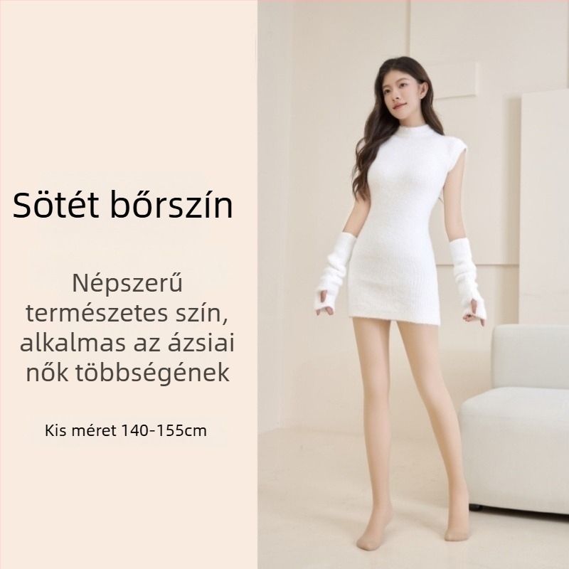All-in-One harisnya velúr anyagból fleece-béléssel, nylon/polyester/spandex keverék, közepes vastagságú, karcsú szabás, őszi-téli