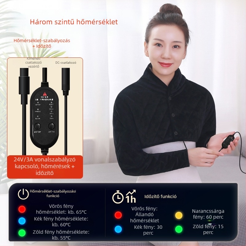 Xiangfutang elektromos fűtésű vállruha, 24V, 48W, hőmérséklet-szabályozás 45–65°C, szénszálas infravörös fűtés