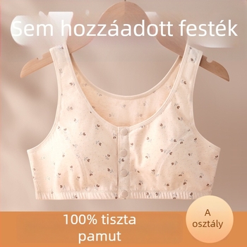 100% pamut melltartó-vest idős nőknek, elől gombos zárás, teljes kosár, vékony formázott kosarak