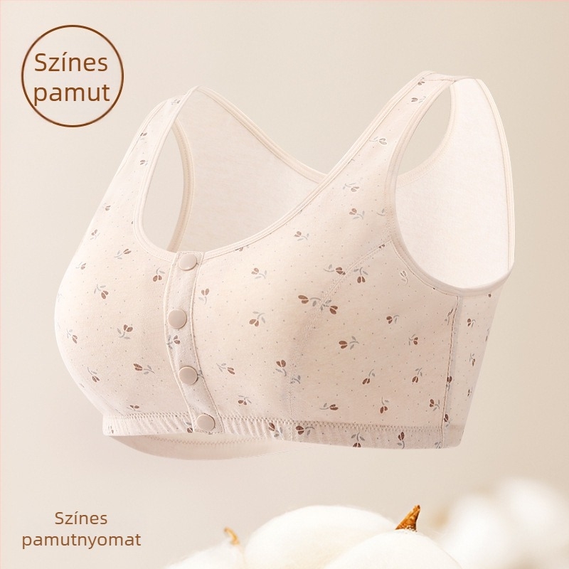 100% pamut melltartó-vest idős nőknek, elől gombos zárás, teljes kosár, vékony formázott kosarak